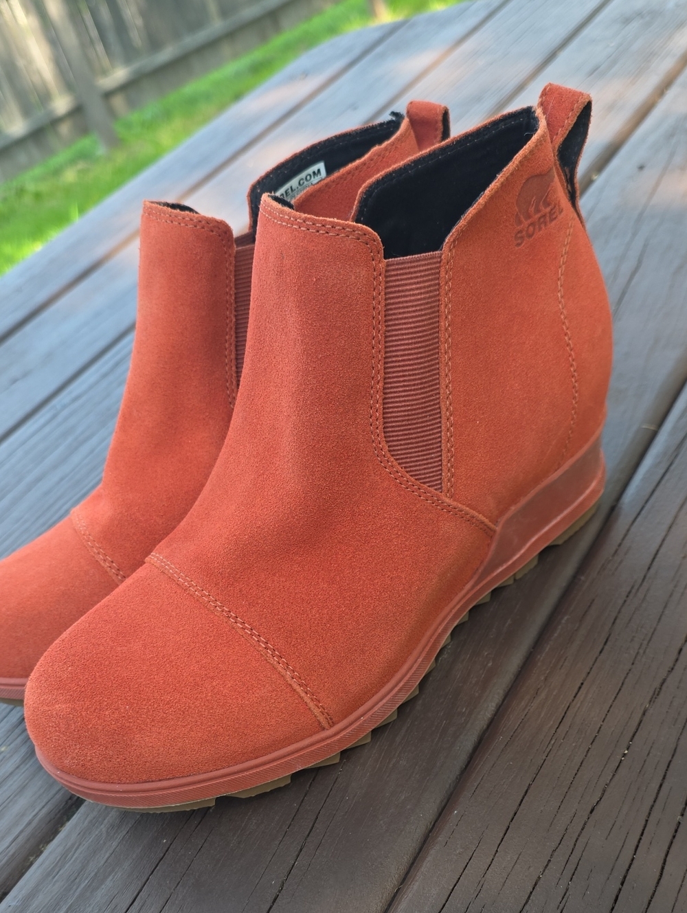 Sorel Women's Rust Orange Suede Chelsea Ankle Boots, Size 9